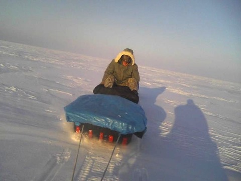 Doug riding sleigh